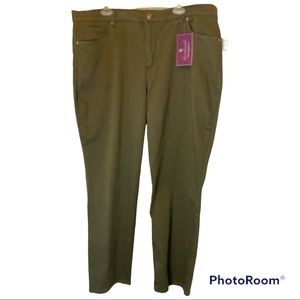 NWT Olive Green Stretch Denim Pants, Amanda by Gloria Vanderbilt